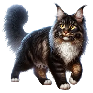 Realistic Maine Coon Cat with Fluffy Tail Walking