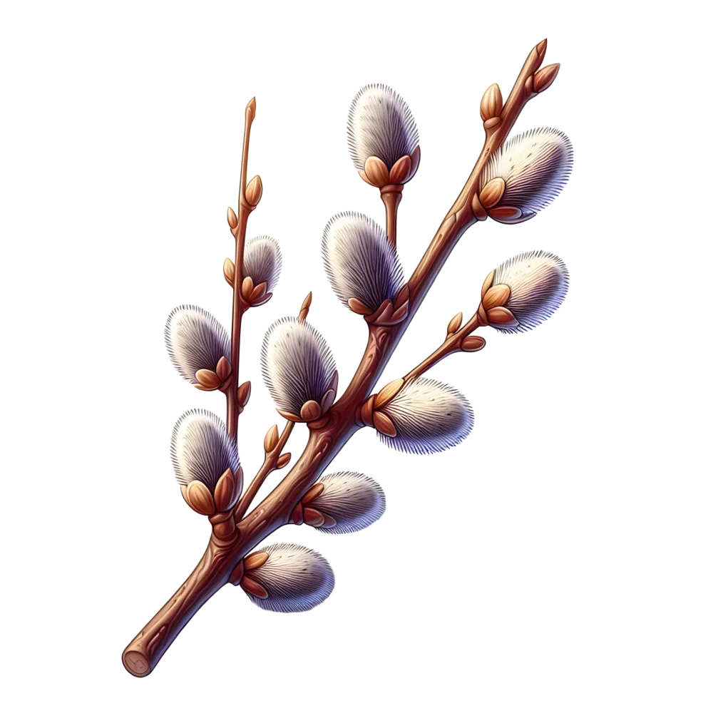 Realistic Illustration of Pussy Willow Branch