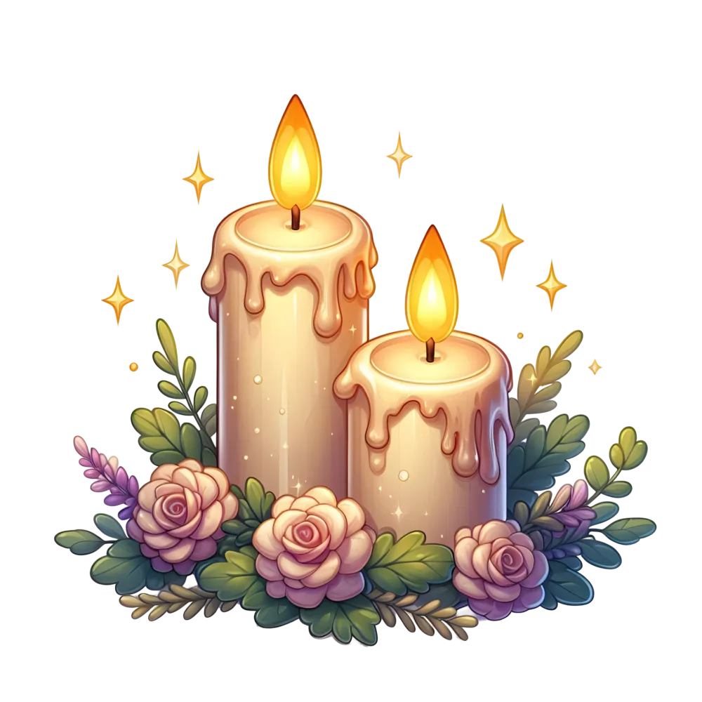 Decorative Burning Candles with Floral Arrangement