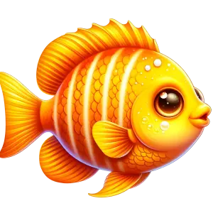 Cartoon Illustration of a Bright Orange Tropical Fish