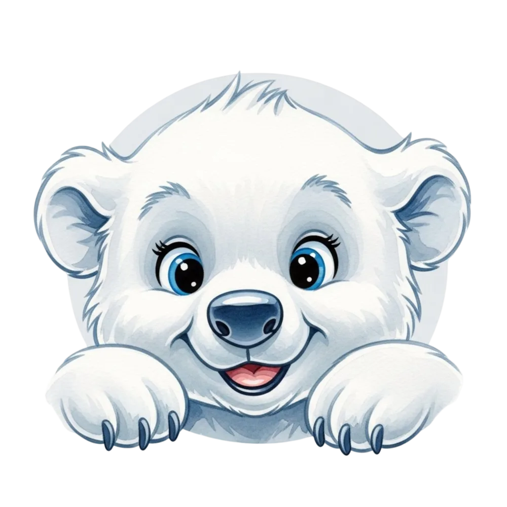Cute Cartoon Polar Bear Peeking
