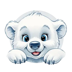 Cute Cartoon Polar Bear Peeking