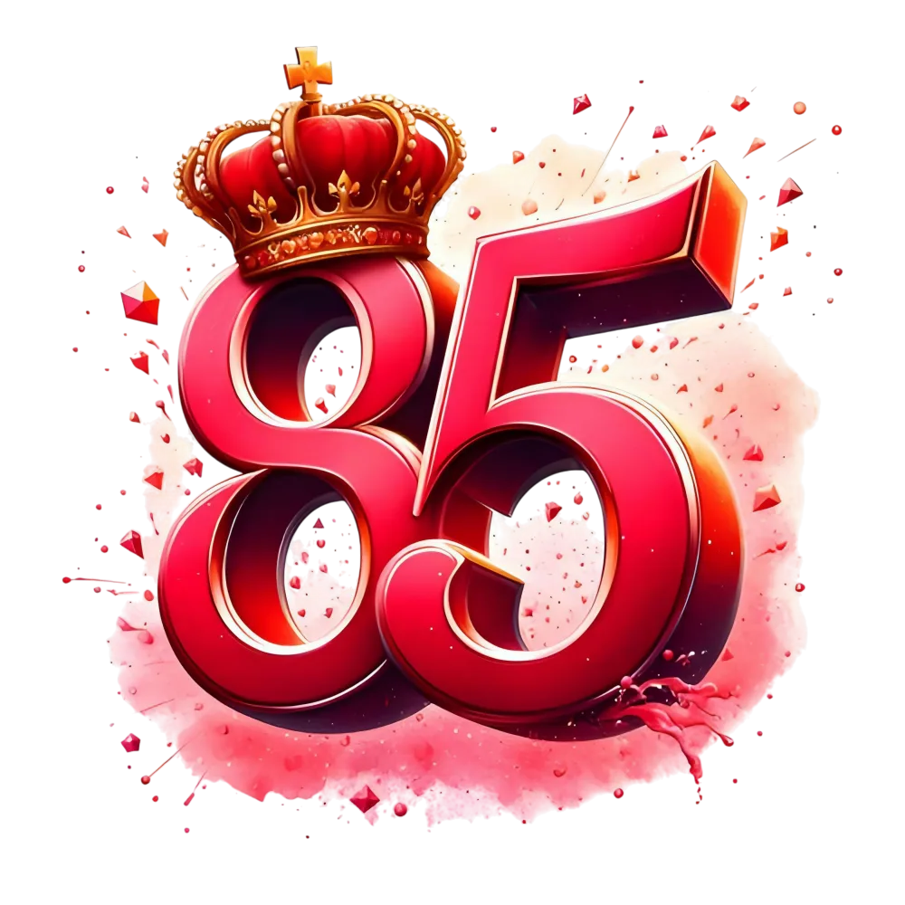 Red 85 Number with Ornate Crown and Particle Effect