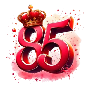 Red 85 Number with Ornate Crown and Particle Effect