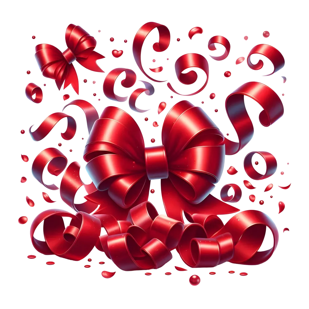 Decorative Red Ribbons and Bows Collection