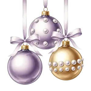 Purple and Gold Christmas Ornaments with Ribbon Bows