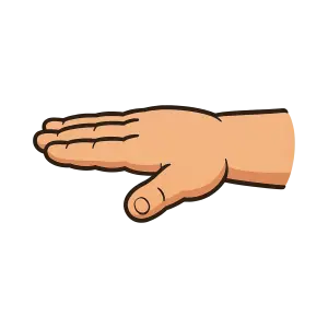 Cartoon Illustration of a Right Hand with Palm Down
