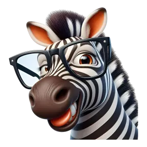 Smiling Cartoon Zebra Wearing Glasses