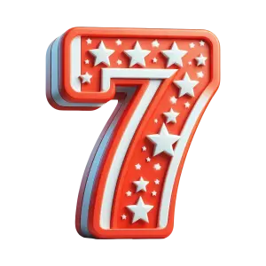 3D Red Number Seven with White Stars