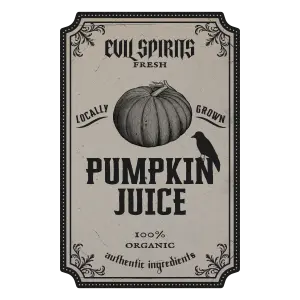 Vintage Style Pumpkin Juice Label with Raven Illustration