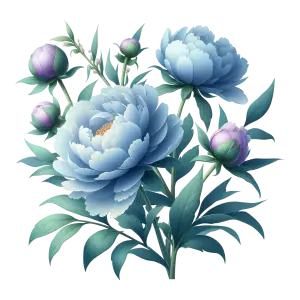Blue and Purple Peony Floral Illustration