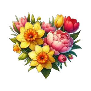 Colorful Spring Flower Bouquet with Daffodils and Tulips