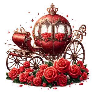 Royal Red Rose Carriage with Crown and Sparkling Decoration