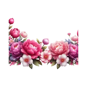 Pink and Purple Floral Frame Border with Peonies and Blossoms