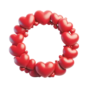 3D Red Heart Wreath Circle