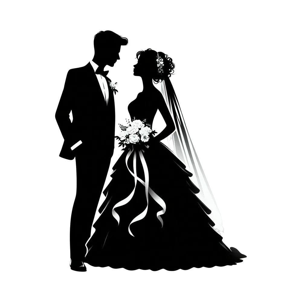 Silhouette of Bride and Groom Wedding Couple
