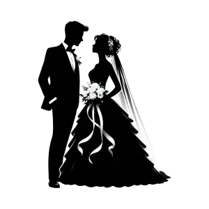 Silhouette of Bride and Groom Wedding Couple