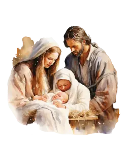 Nativity Scene with Mary, Joseph, and Baby Jesus in Manger