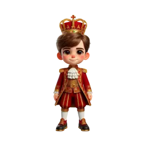 Cute Cartoon Prince Character in Royal Red Costume