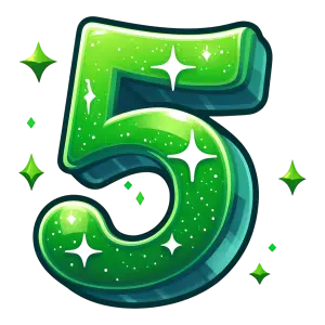 Shiny Green Number Five with Sparkles