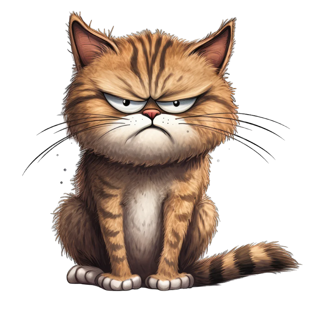 Grumpy Cartoon Tabby Cat Illustration