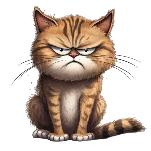 Grumpy Cartoon Tabby Cat Illustration