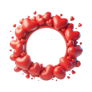 Red Heart-Shaped Wreath Frame with Floating Hearts