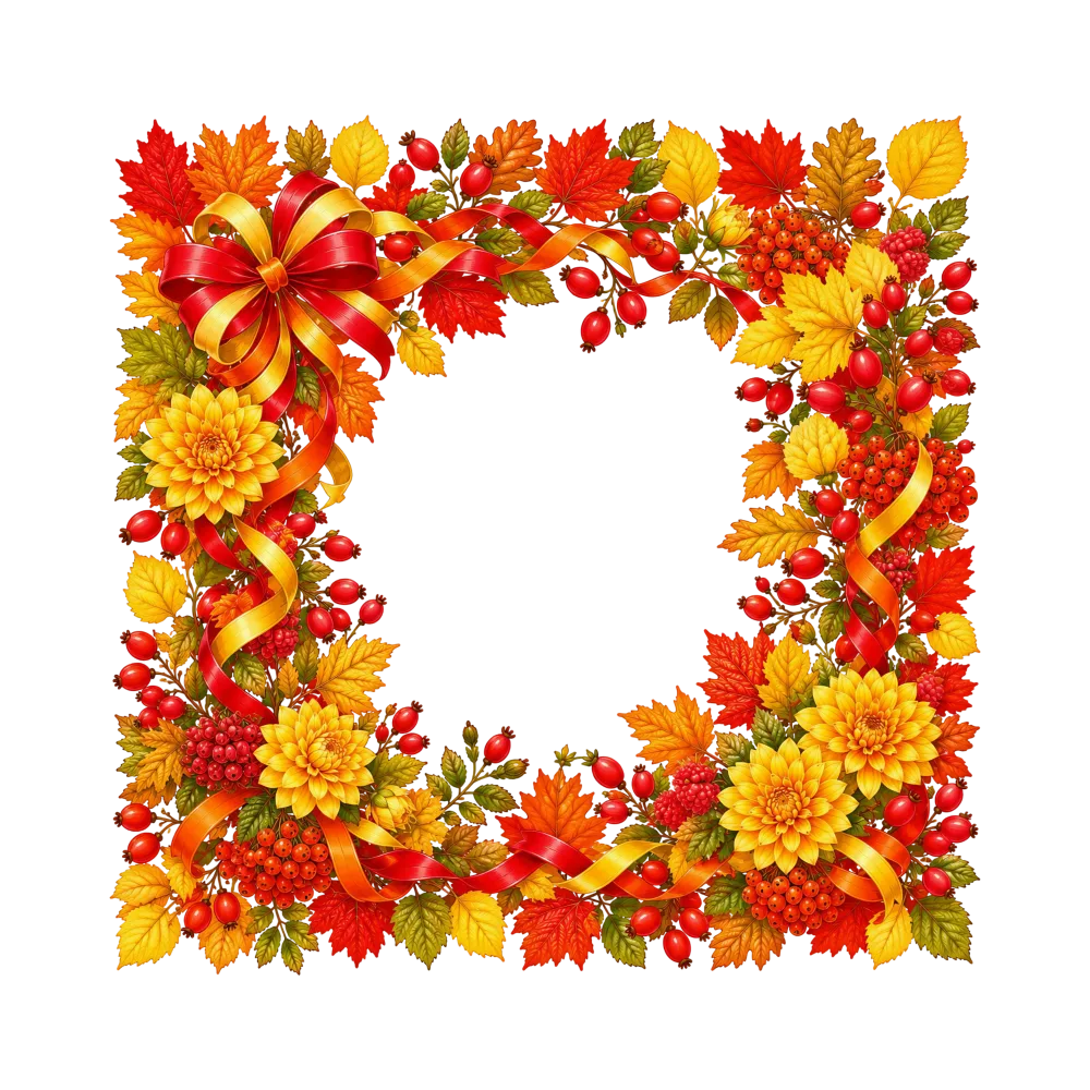 Autumn Leaves and Berries Decorative Wreath Frame