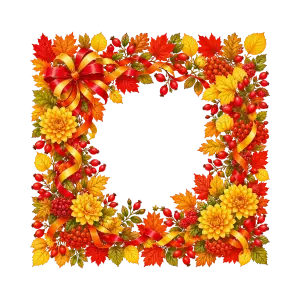 Autumn Leaves and Berries Decorative Wreath Frame
