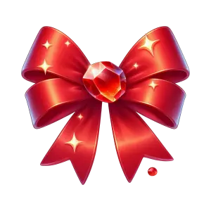 Red Satin Bow with Gemstone Center and Sparkles
