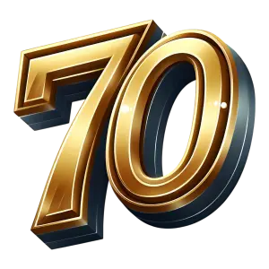 Gold 3D Number 70