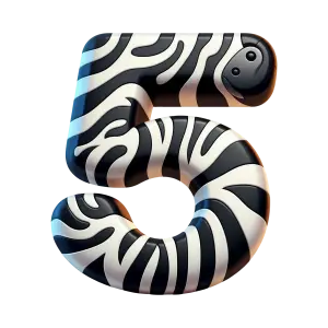 Number 5 with Zebra Pattern Design
