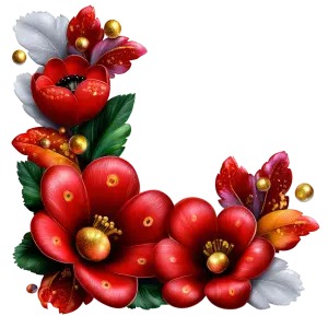 Decorative Red and Gold Floral Corner Frame