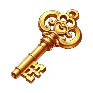 Golden Vintage Skeleton Key with Ornate Heart Design
