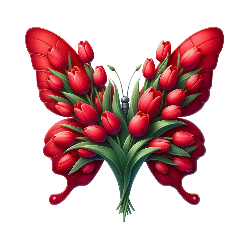 Red Tulips Forming Butterfly Shape