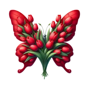 Red Tulips Forming Butterfly Shape