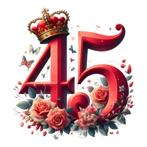 45th Anniversary Number with Crown and Roses