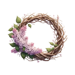 Rustic Wreath with Pink and Purple Lilac Flowers