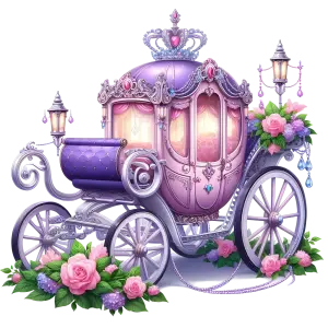 Elegant Purple Princess Carriage with Floral Decorations