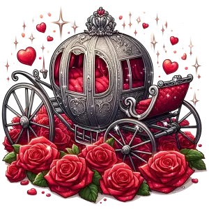 Silver Royal Carriage with Red Velvet Interior and Roses