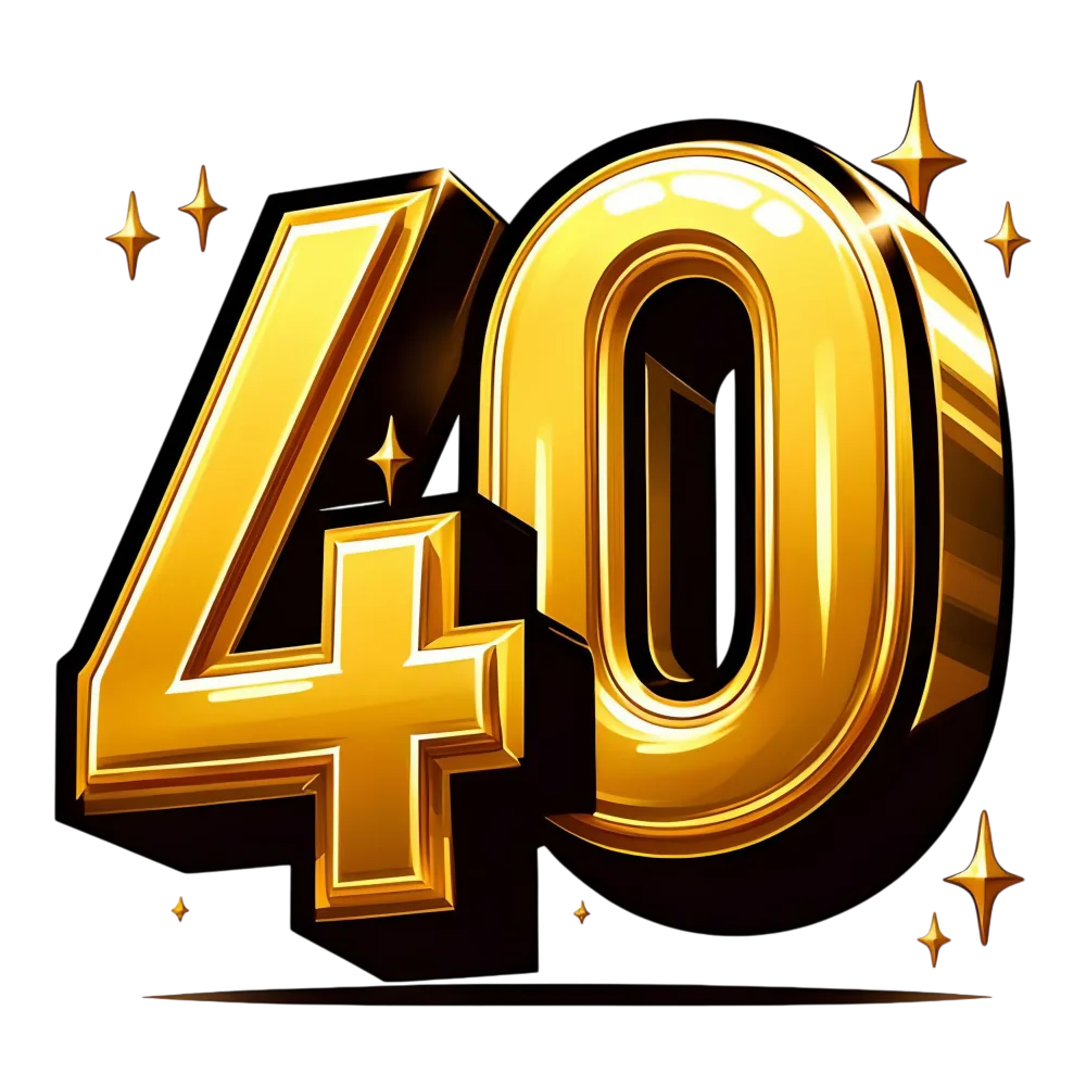 Golden 3D Number 40 with Sparkles