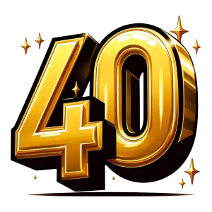 Golden 3D Number 40 with Sparkles