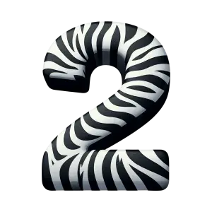 Number 2 with Zebra Stripes Pattern