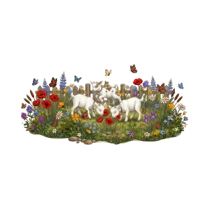Playful Baby Goats in Colorful Wildflower Meadow
