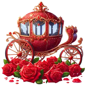 Red Royal Carriage with Decorative Roses