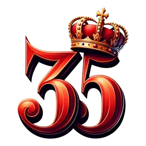 Elegant Number 35 with Royal Crown