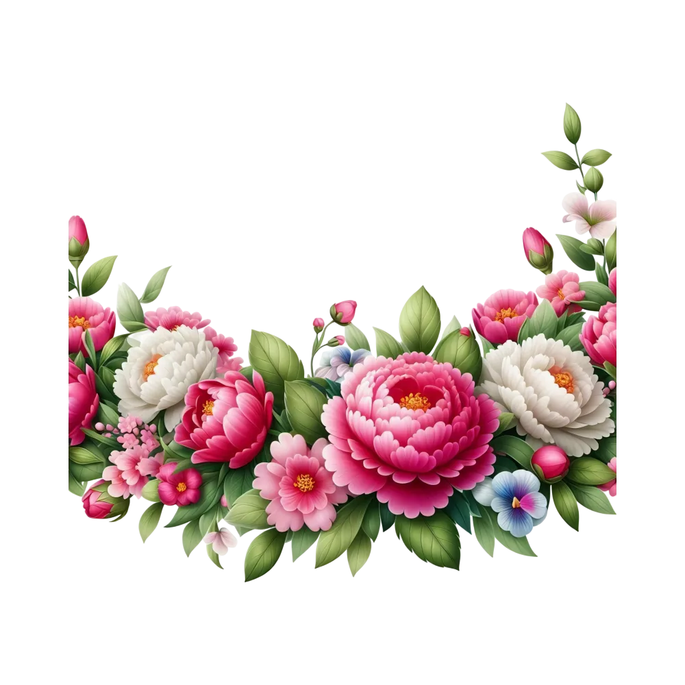 Floral Border Frame with Pink and White Flowers