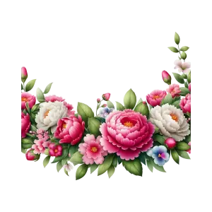 Floral Border Frame with Pink and White Flowers