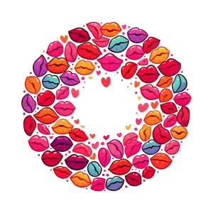 Colorful Lips Heart Circle Illustration