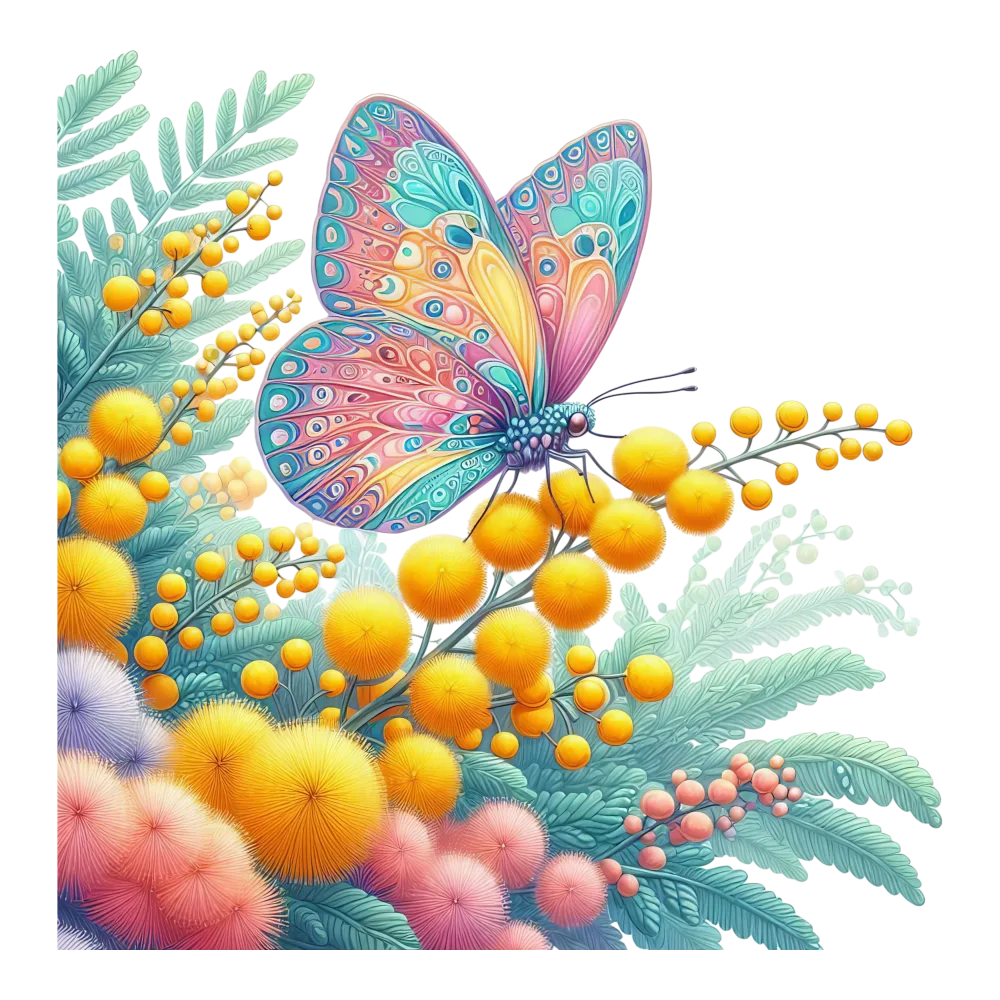 Colorful Butterfly on Vibrant Yellow and Pink Flower Cluster